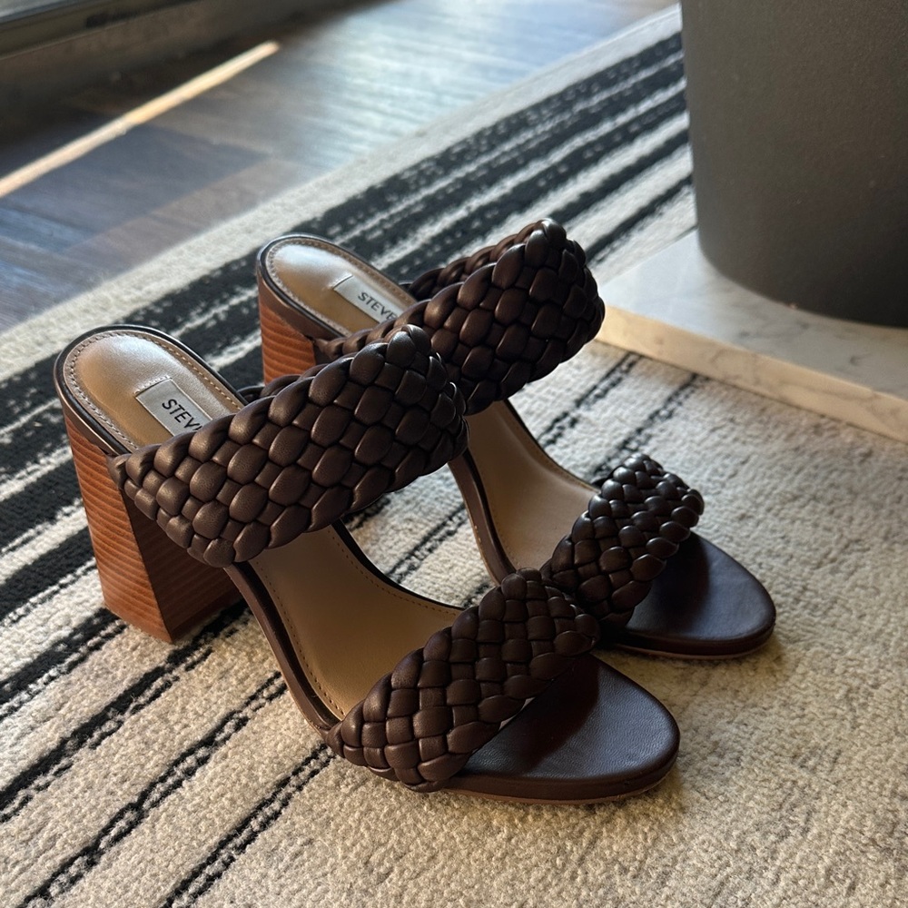 Steve Madden Dark Brown Woven Block Heels